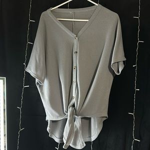 trendy tie up button town shirt